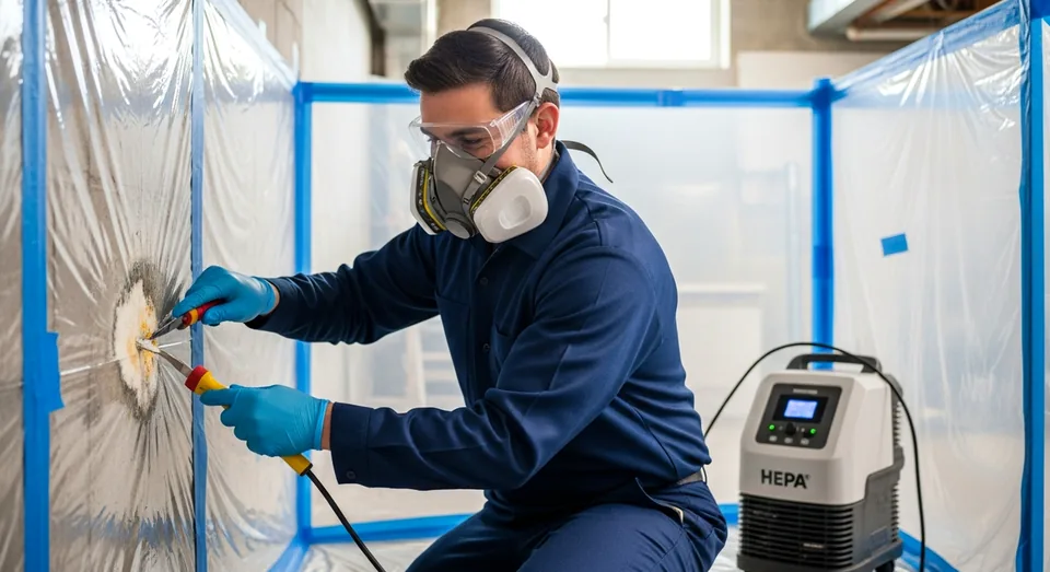 Mold Removal professional at work in Cambridge
